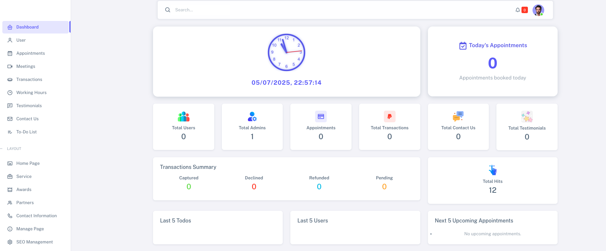 Admin Dashboard